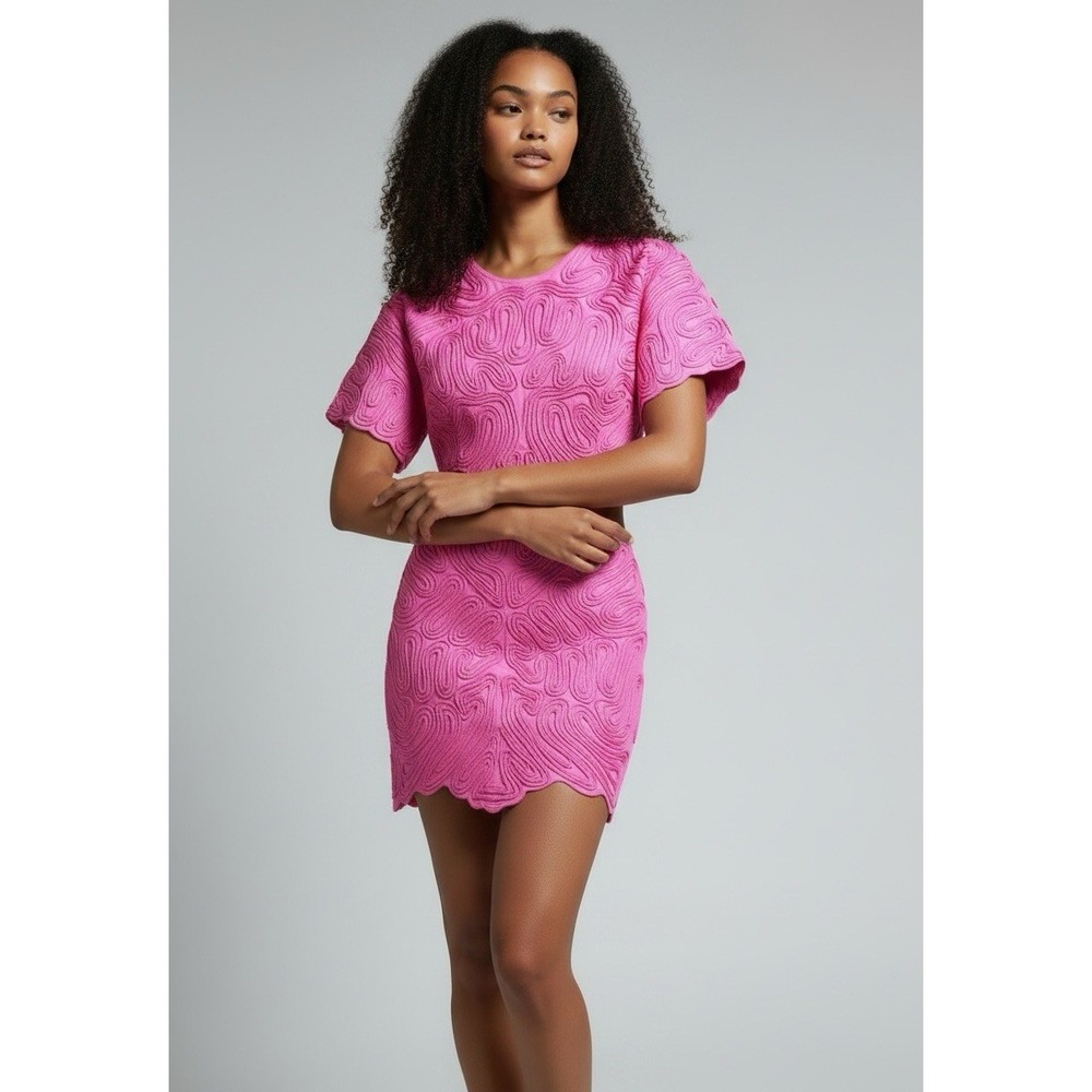 ASOS EDITION Embroidered Satin Cornelli Cut Out Mini Dress Pink Occasion Party - Picture 3 of 16